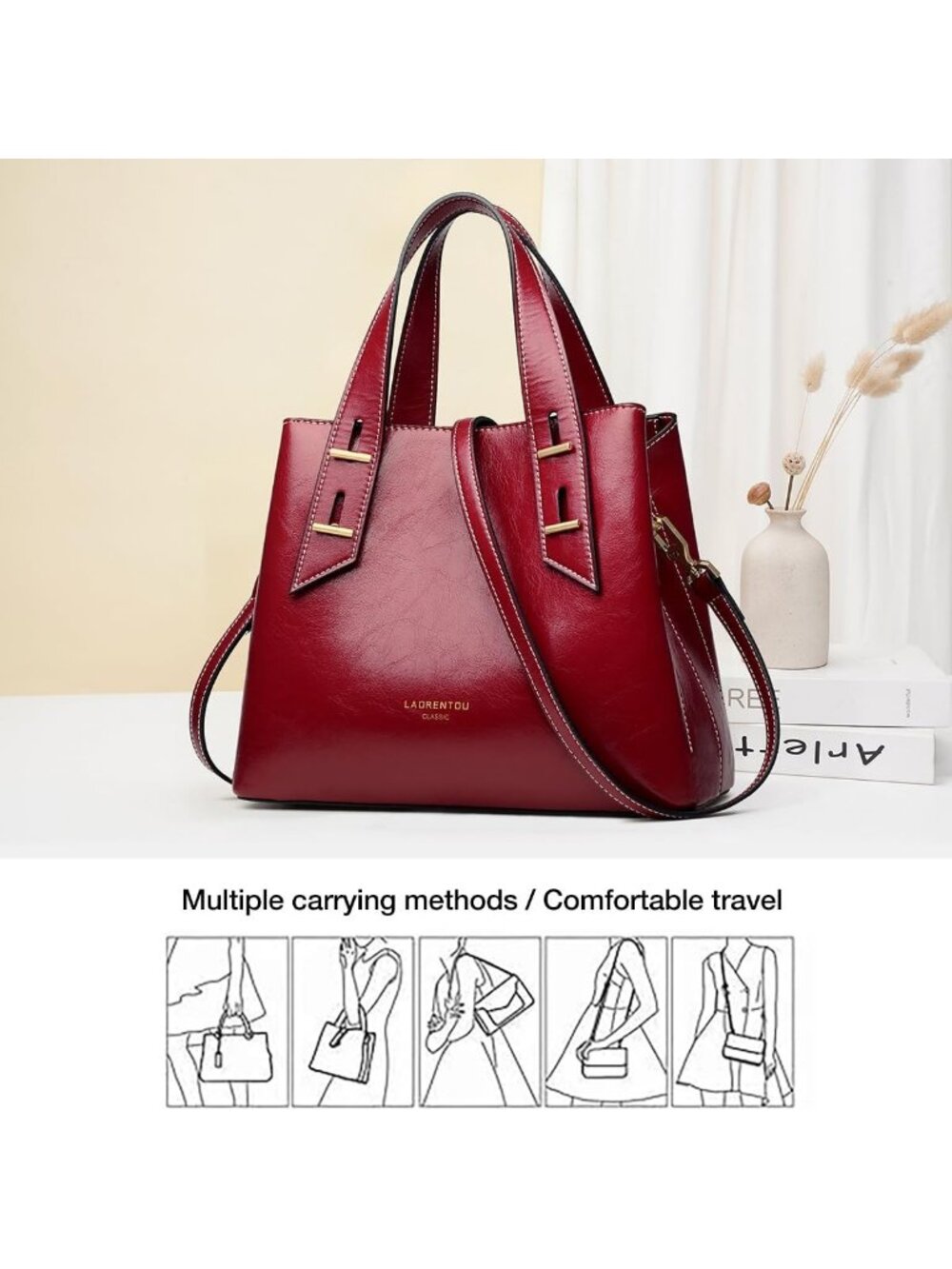Stylish Genuine Leather Crossbody Satchel Handbags for Women - Versatile Tote - Picture 7 of 9